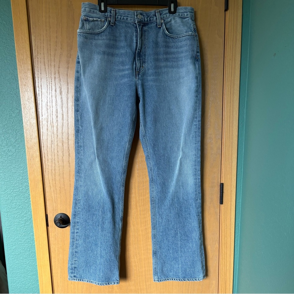 Agolde Light Blue High Rise Straight Leg Jeans
